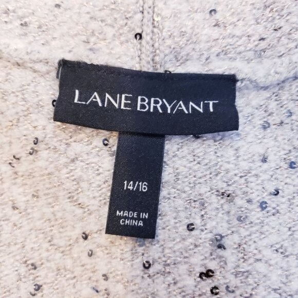 Lane Bryant Taupe Sequined Long Line Cardigan Sweater Duster Women's Size 14/16 - Picture 6 of 8